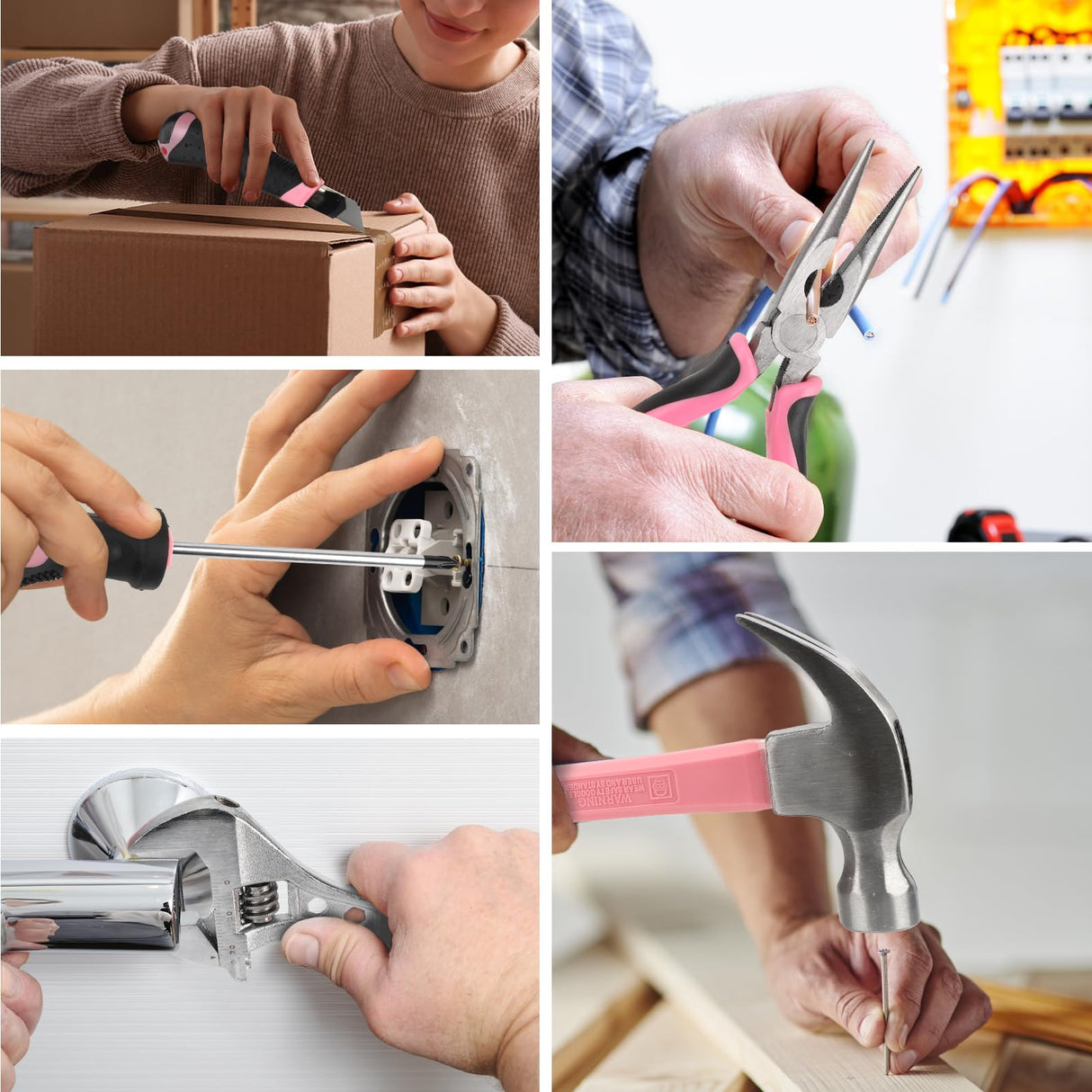 YOUGFIN Pink Drill Set for Women, Tool Kit with Drill 12V or Home Office Repairing & Improvement, Household Drill Set Power Tool with Pink Tool Box 195 Pieces Yougfin