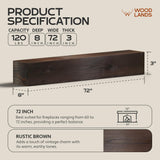 Woodlands-USA 72 Floating Fireplace Mantel Wood Shelf, Handcrafted Mantels For Over Fireplace, 72 Inches Farmhouse Wall Mounted Mantle Shelf, Wooden Fireplace Mantel Shelves, 72 Inch Rustic Brown X8X3 WOODLANDS USA