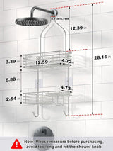 SMARTAKE Hanging Shower Head Caddy, Rustproof Bathroom Shower Shelf Organizer, SUS201 Stainless Steel Over The Storage Rack, for Toilet, Bathroom, Silver SMARTAKE