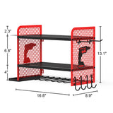 AZBESTPRO Power Tool Organizer Wall Mount Heavy Duty, 3 Tier 4 Drill Holder 17 Inch, Tool Holder and Storage Rack for Garage Organization (Red) AZBESTPRO