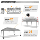 COBIZI Canopy 10x20 Pop Up Canopy Tent 10x20ft Waterproof Party Tent Ez Up Canopy Tents for Parties Wedding Outdoor Commercial Event Gazebo Portable Instant Tent for Backyard Camping Carport(Gray. COBIZI