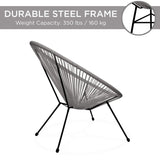 Best Choice Products 3-Piece Outdoor Acapulco All-Weather Patio Conversation Bistro Set w/Plastic Rope, Glass Top Table and 2 Chairs - Gray Best Choice Products