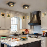 Youroke Farmhouse Flush Mount Ceiling Light Fixtures, Industrial Close to Ceiling Light 2-Lights, 11 Inch Metal Black Cage Rustic Style Ceiling Light Fixtures for Hallway Kitchen Bedroom Entryway Youroke