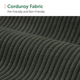 HONBAY Corduroy Sectional Couch with Storage U Shaped Sectional Sofa Modular Sectional Couches for Living Room, Green HONBAY