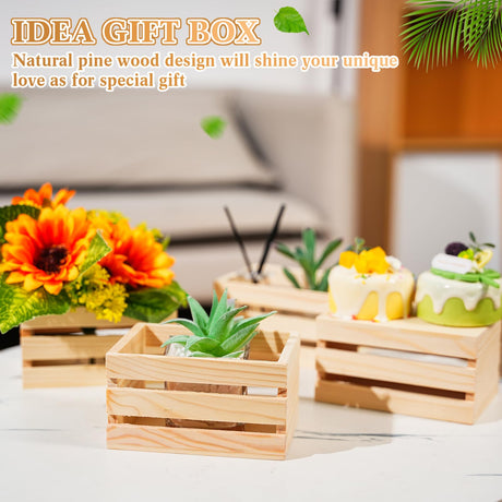 Roowest Small Wooden Crates 5" Wood Craft Nesting Wood Basket Unfinished Wooden Storage for Milk Wine Towel Toys Display Home Bathroom(6 Pcs) Roowest