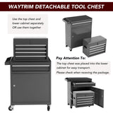 WAYTRIM 5-Drawer Rolling Tool Chest, Removable Tool Cabinet Box with Wheels and Drawers, Tool Cabinet Storage Box, Adjustable Shelf, Portable with Wheels and Lock for Warehouse, Repair Shop (Black) WAYTRIM