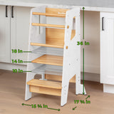 Toddler Standing Tower - Complete Toddler Kitchen Stool Helper - Ideal Kids Kitchen Step Stool for Learning New Skills - 2024 Design with Safety Feet - White Ocodile