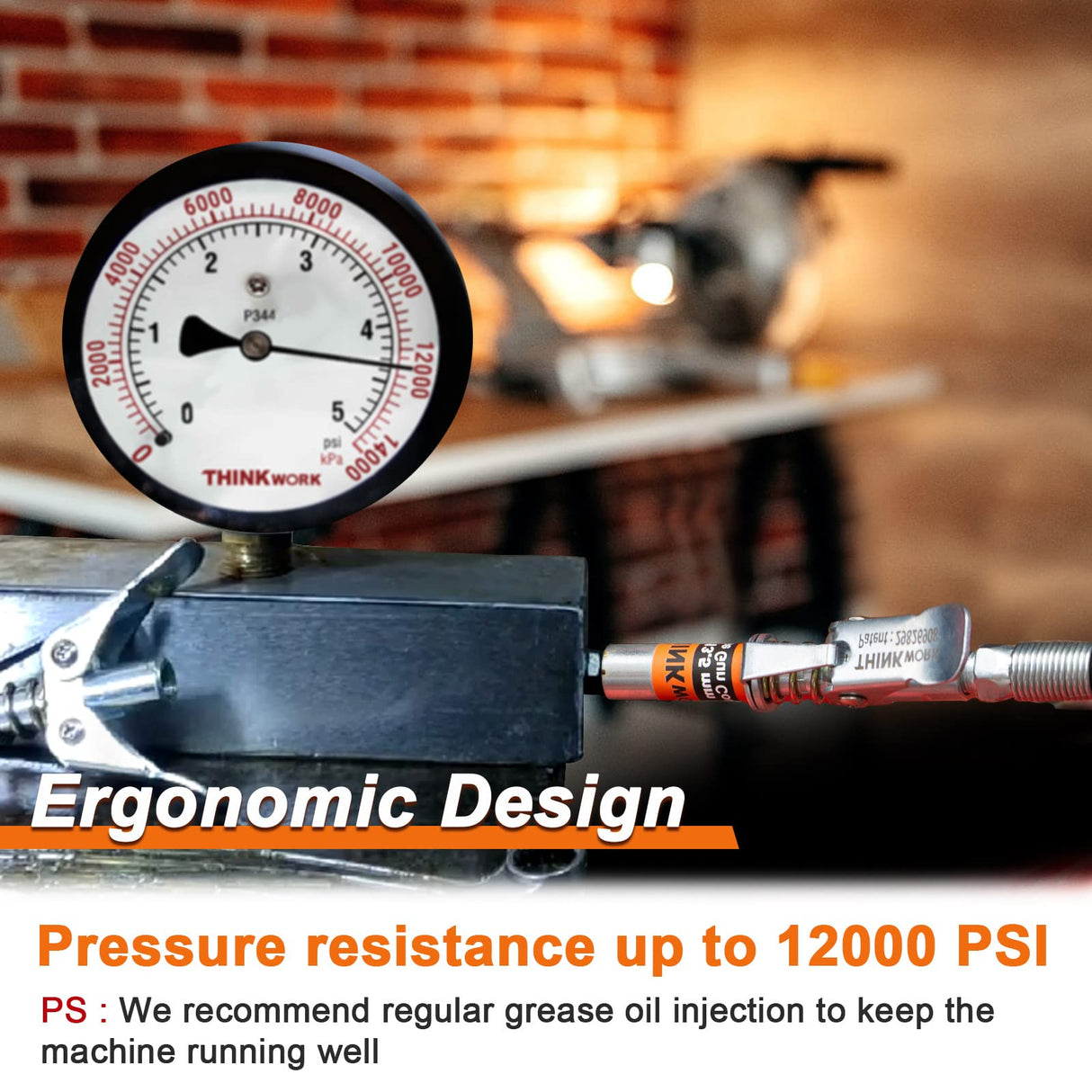 THINKWORK Grease Gun Coupler Set, Strong Lock on Greases Gun Couplers with 90° Grease Coupler Adaptor,12000 PSI Quick Release Grease Coupler Compatible with All Grease Guns 1/8" NPT Grease Gun Fitting THINKWORK
