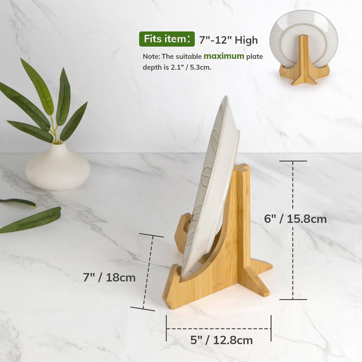 ANBOXIT Plate Stands for Display, 6 Inch Plate Holders for Displaying, Bamboo Picture Frame Stand for Tables, Tabletop Easels, Decorative Stand for Platter, Dish, Book, Photo and Plaque (1 Pack) ANBOXIT