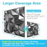 STICKGOO Diamond 3D Wall Panels, Brushed Silver Decorative Wall Covering Panels for Interior Wall Decor, PVC Accent Wall Panels for Living Room Bedroom Game Room STICKGOO