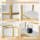 TooCust 5-Tier Gold Bookcase, 29.5" Lx70.6 H, Bookshelf for Bedroom,Gold Book Display Shelf, Arched Bookcase, Organizer Rack for Living Room, Gold Freestanding Display Shelf,White and Gold Bookshelf TooCust