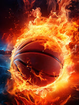 Zariocy 5D Diamond Art Kits for Adults Basketball Fire, DIY Diamond Painting Art Round Full Drill Crystal Diamond Embroidery Paintings Arts Craft for Home Office Wall Decor 12x16 inch Zariocy