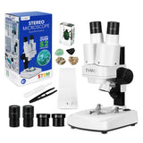 ESAKO Dual LED Kids Microscope - 52+ Piece Science Kit with Mineral & Insect Specimens, 10 Prepared Slides & 10 DIY Blank Slides, Microscope kit for Kids 8-12 ESAKO
