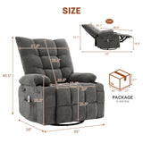Garvee Swivel Rocker Recliner Chair with Heat and Massage, 360 Degree Swivel Rocking Single Sofa with Cup Holders, Oversized Single Sofa Seat, Lazy Boy Recliner Chairs for Living Room Garvee