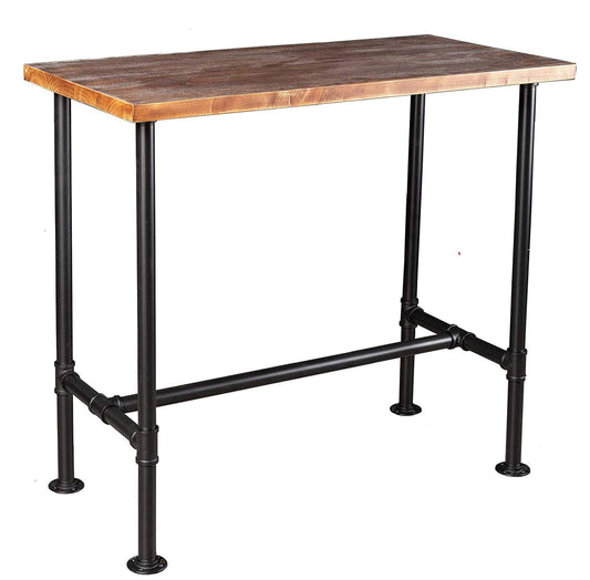 Diwhy Industrial Design Pipe Dining Table - Modern Wood and Metal Bistro Desk - WoodArtSupply