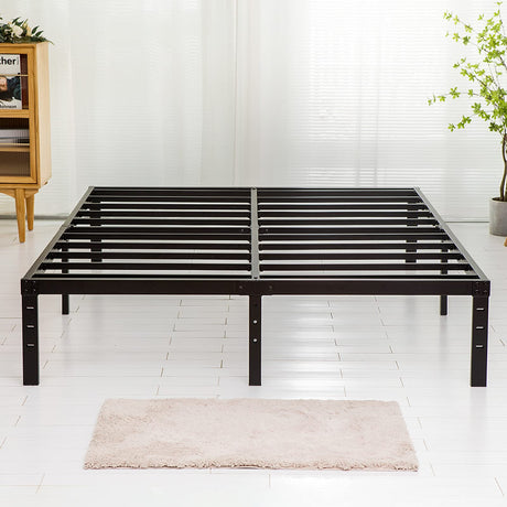 Wulanos King Size Bed Frame, 3500lbs Heavy Duty Metal Frames with Steel Slats Support 14 Inch High Platform Bedframe with Storage, No Box Spring Needed, Sturdy and Durable Noise-Free, Black Wulanos