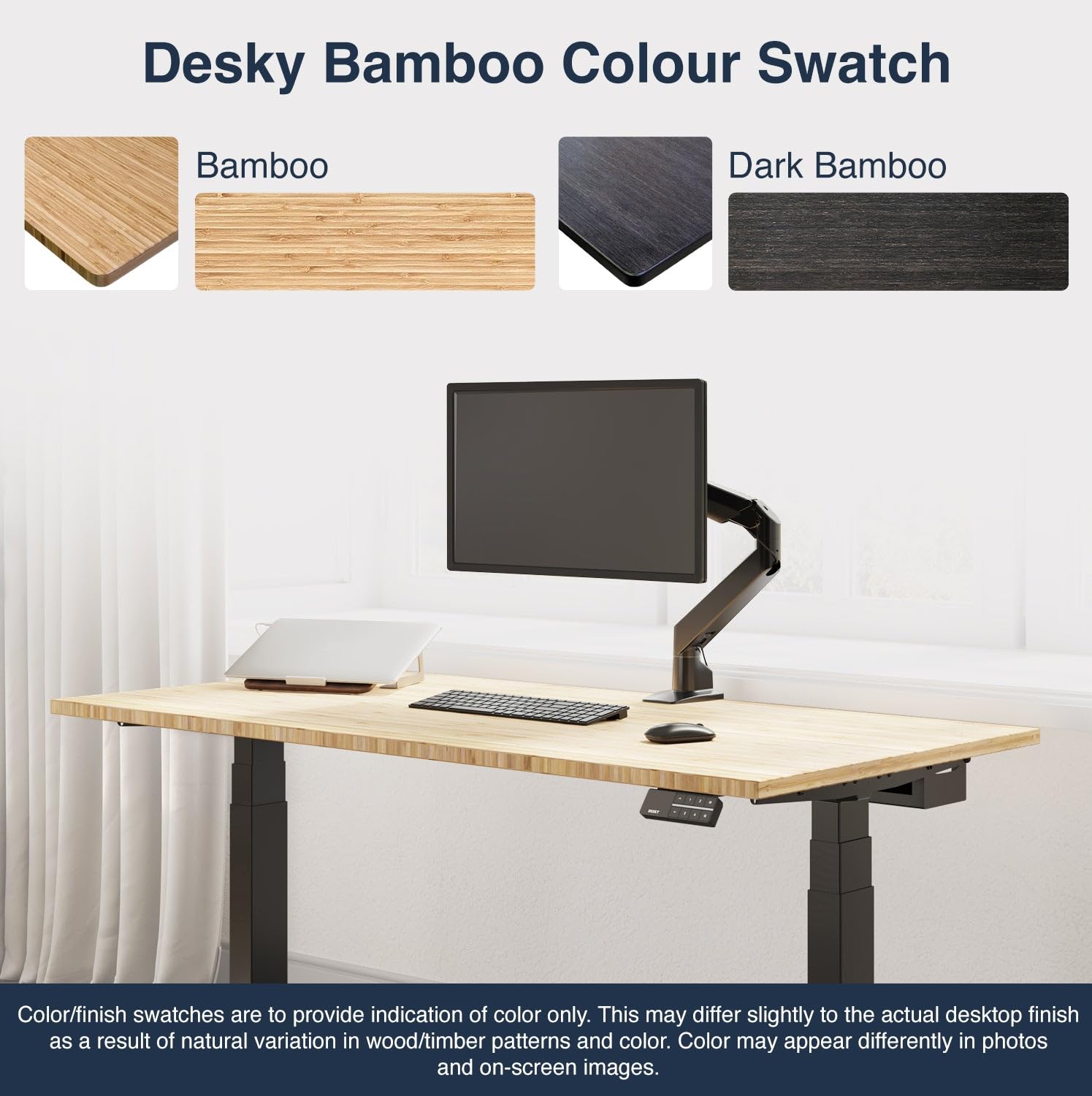 Desky Dual Light Bamboo Standing Desk - Thumbnail 5