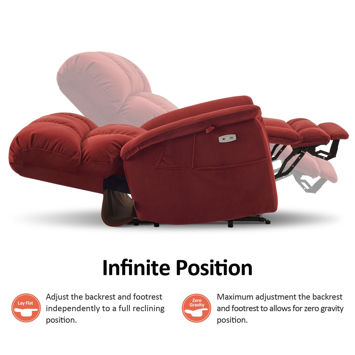 MCombo Large-Wide Dual Motor Power Lift Recliner Chair, Massage and Dual Heating for Elderly People, Infinite Position, Fabric R7166 (Burgundy) MCombo