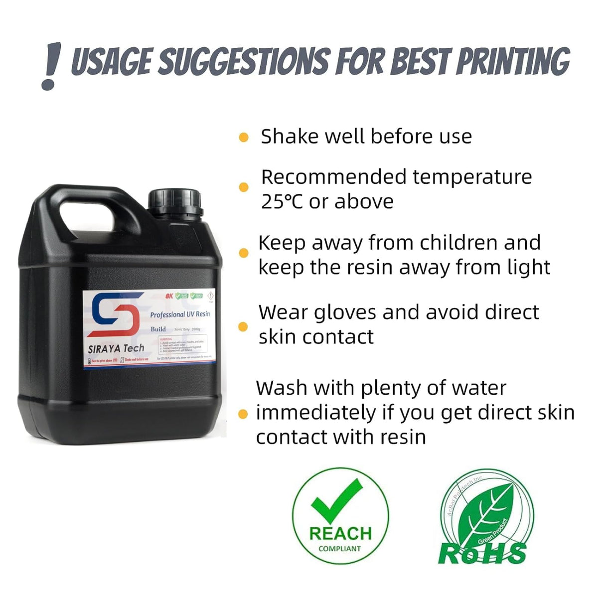 Siraya Tech 2kg Build 3D Printer Resin - High Resolution, Non-Brittle, Tappable Engineering Resin - Ideal for LCD DLP 3D Printing 8K Capable (Sonic Grey, 2kg) Siraya Tech