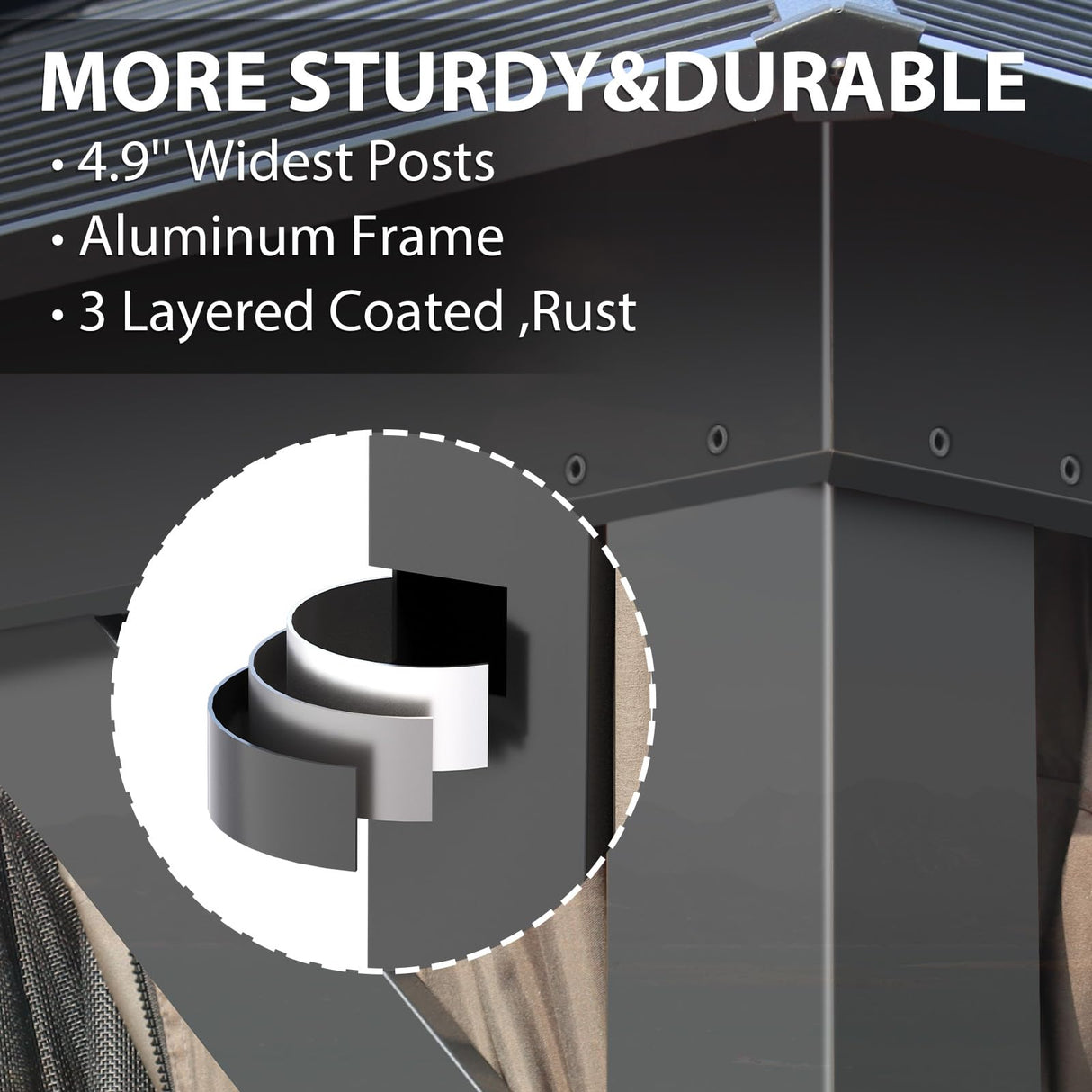 WELYAS Aluminum Hardtop Gazebo 10' X 12' Heavy Duty All Weather Black Gazebos with Galvanized Steel Double Metal Roof for Garden Patio Deck Backyard, Curtains and Netting Included WELYAS