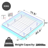 Meitewei King Size Floating Bed Frame with LED Lights - Modern Metal Platform Design, No Box Spring Needed, Noise-Free Assembly, White Meitewei