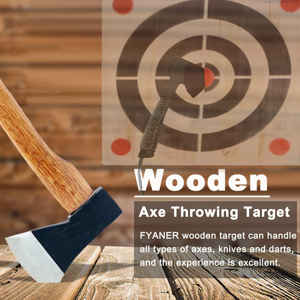 Heavy Wooden Axe Throwing Target & Knife Throwing Target with Handles FYANER