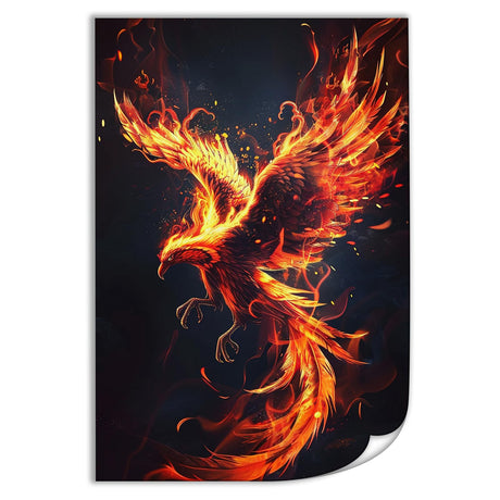 QEOPGNE Phoenix Rising Wall Art Fire Bird Fantasy Phoenix Canvas Art Prints Poster for Bedroom Office Living Room Pictures Paintings Cool Phoenix Wall Decor for Mens Women Unframed 12x18inch(30x45cm) QEOPGNE