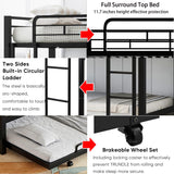 Bunk Beds, Metal Bunk Bed, Triple Bunk Bed for Kids,Teens, Adults, Girls, Boys, Detachable BunkBed Can Be Divided into 3 Twin Beds,No Box Spring Need (Black-Twin Over Full) Anwick