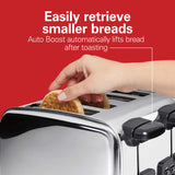 Hamilton Beach 24782 Retro Toaster with Wide Slots, Sure-Toast echnology, Bagel & Defrost Settings, Auto Boost to Lift Smaller Breads, 4 Slice, Polished Stainless Steel Hamilton Beach