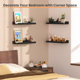 upsimples Floating Shelves for Wall, Wall Shelves for Decor Storage Set of 6, Wall Mounted Wood Shelves for Bedroom, Living Room, Bathroom, Kitchen, Picture Ledge Shelves, Black upsimples