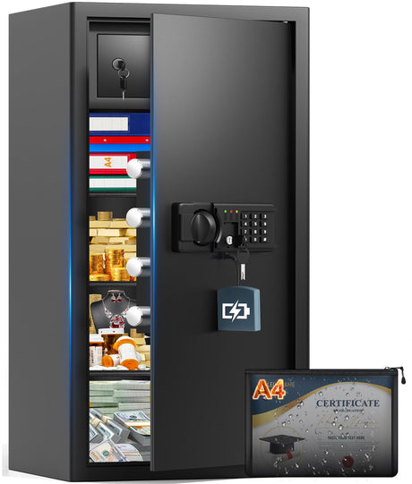 8.1 Cuft Large Home Safe Fireproof Waterproof, Home Safe Box With Fireproof Waterproof Bag, Combination Lock and Inner Cabinet, Anti-Theft Alert, Mute Mode, Document Safes For Home Business Office GHJGAGE