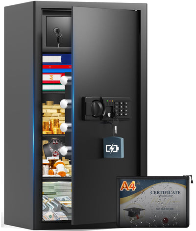 8.1 Cuft Large Home Safe Fireproof Waterproof, Home Safe Box With Fireproof Waterproof Bag, Combination Lock and Inner Cabinet, Anti-Theft Alert, Mute Mode, Document Safes For Home Business Office