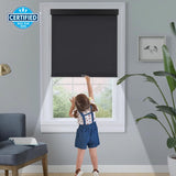 Persilux Blackout Roller Shades for Windows, Cordless Free-Stop Blinds for Windows with Valance, Thermal Insulated Fabric Window Shades, UV Protection Shades for Home and Bedroom, Black, Custom Size Persilux