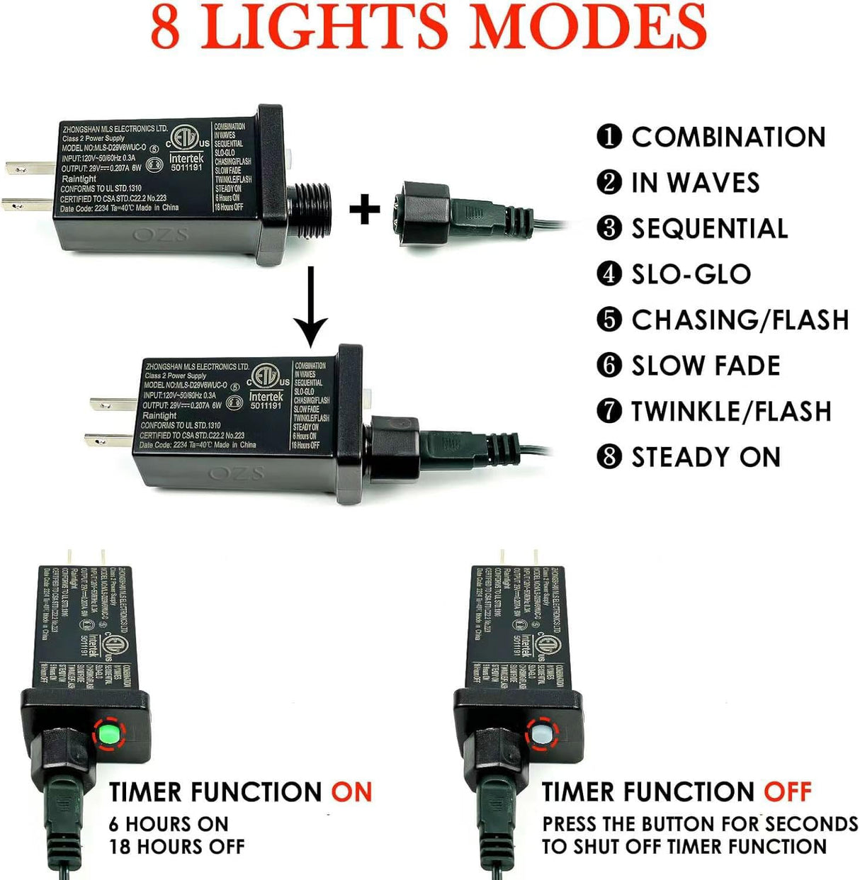 OZS 2Pack 164ft 400 LED String Lights Outdoor/Indoor, Extendable Electric Lights for Christmas Trees, Waterproof 8 Modes Green Wire Electric Holiday Lights for Christmas Decorations (Cool White) OZS