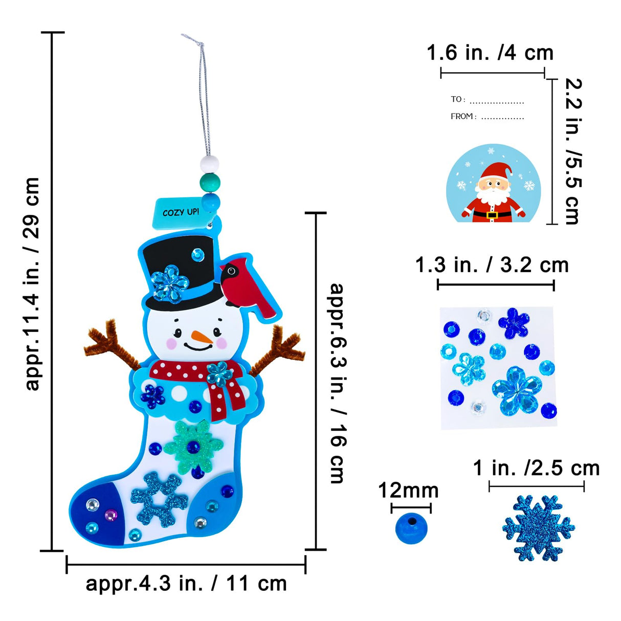 Winlyn 24 Sets Christmas Craft Kits Winter Crafts DIY Snowman Stocking Ornaments Decorations Snowman Snowflakes Foam Stickers Arts and Crafts for Kids Classroom Art Activities Holiday Party Favors Winlyn