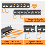 Unaikoo Garage Tool Organizer Wall Mount - Heavy Duty Garage Storage and Organization Garden Tool Organizer with Adjustable Pegboard Hooks Yard Shed Rack for Broom Mop Shovels Rake Trimmers, 48 inch Unaikoo
