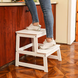 Kids Kitchen Step Stool for Kids with Safety Rail,Solid Wood Construction Toddler Learning Stool, Montessori Toddlers Kitchen Stool Tower (White) Wiifo