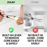 Zulay Kitchen Premium Apple Corer Tool - Ultra Sharp, Stainless Steel, Serrated Blades for Easy Coring - Easy to Use & Clean, Durable Apple Corer Remover for Baking Apples & More - Red Zulay Kitchen