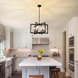 6-Light Black Chandelier, Farmhouse Dining Room Light Fixture, Large Modern Chandelier, Geometric Industrial Metal Hang Lighting Fixture for Foyer Entryway Kitchen Over Table Hallway Living Room Bairth