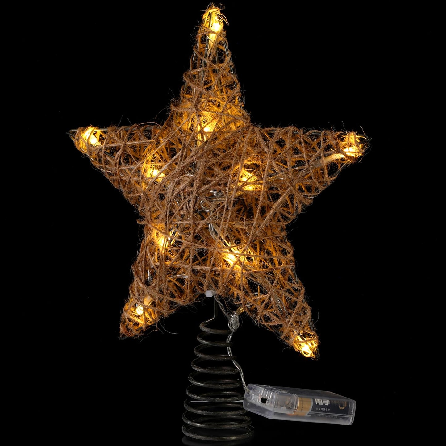 Baquler Farmhouse Christmas Tree Star Topper Decorations Light up Christmas Tree Topper with 10 LED Lights for Rustic Xmas Party Ornament Home Decor