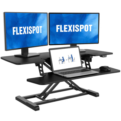 FLEXISPOT 40" Electric Height Adjustable Standing Desk Converter Motorized Stand-up Desk Riser with Quick Release Keyboard Tray, for Home and Office