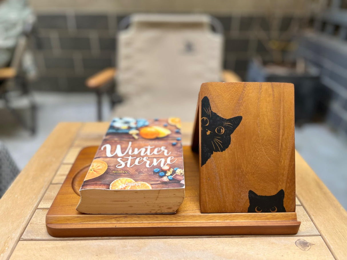 Small Bookshelf, Triangle Book Holder, Wood Book Rest for Home Study Bedroom Nightstand Desk or Table Centerpiece Decor iPad & Pen Holder for Book Lover, Coaster for Coffee and Tea Adeerus