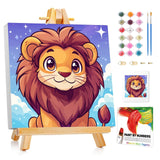 XTCIXAL Paint by Numbers Kit for Kids with Frame, Lion Paint by Number Kids Age 5-8-12, Paint by Number with Frame for Gifts and Home Decor 8X8 Inch XTCIXAL