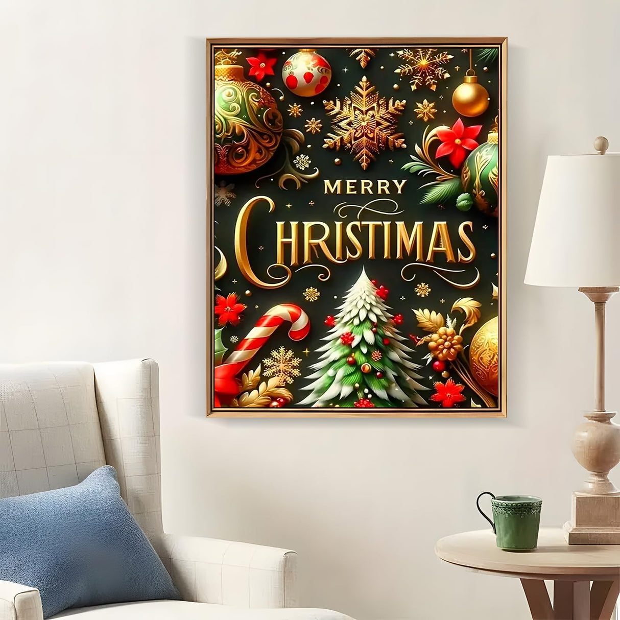 Merry Christmas Tree Diamond Painting Kits for Adults, 5D Diamond Art Kits for Adults Beginners, DIY Full Round Drill Diamond Dot Painting Gem Art Kits for Adult, Home Wall Decor 11.8x15.7 Inch LKHMVCA