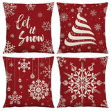 HOMMES Christmas Throw Pillow Covers 18 x 18 Inch Set of 4 Holiday Decorations Winter Decorative Cotton Linen Fabric Pillowcase for Christmas Home Sofa Couch Décor HOMMES