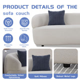 JUSTONE Mid Century Modern Curved Living Room Sofa, 3-Seat Boucle Fabric Couch for Bedroom, Office, Apartment, Beige JUSTONE