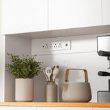 DIYART White Kitchen Pantry Cabinet, 71" Tall Kitchen Storage Cabinet with Power Outlet, Freestanding Kitchen Hutch with countertop DIYART