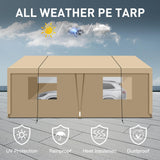 Jintop 10×20 Carport,Heavy Duty Metal Portable Carport Garage,with Roll-up Door Windows,Outdoor Storage Shelter w/Waterproof and Removable Sidewalls,Large Car Tent Gazebo for SUV,Truck,White Jintop