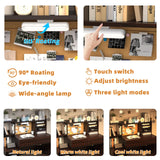 RUPOLX Espresso Kids Desk and Chair Set for 5-12 Year Old,Kids Study Desk with 3-Color Lights,Childrens Computer Desk with 4 Drawers, Kids Study Table with Storage Shelf-D-40 RUPOLX