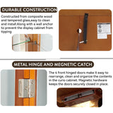 Mcltopz Lighted Curio Cabinet with Tempered Glass Doors, 6 Tiers Curio Diapaly Cabinet with Adjustable Shelves and Mirrored Back Panel, Floor Standing Glass Display Cabinet for Home No Bulb (Oak) Mcltopz